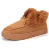 Botas de Nieve para Mujer con Lazo y Ribete de Piel 2026 Invierno Nuevas Botas de Algodón con Suela Gruesa Zapatos de Algodón Gruesos y Cálidos para Mujer