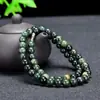 Pulseira de Pedra Rei da Medicina Natural com múltiplos círculos 108 contas de jade verde escuro pulseira magnética forte Pedra de energia para a saúde Corrente mãe de Jade do Tibete