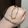 Colar de corrente para clavícula com pérola de água doce natural de 2 mm e espinélio, super brilhante, colorido, dopamina, moderno, simples e versátil