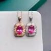 Colgante de plata de ley con topacio rosa natural incrustado, estilo atmosférico para mujer, piedra principal 7*9mm, el más vendido transfronterizo