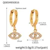 Pendientes Xinyixinxin Estilo Lujo Accesible Europeo y Americano Ojo del Diablo Chapado en Oro Real de 18 Quilates Acero Inoxidable Incrustado Pendientes de Circonita Pendientes