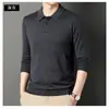 Nuevo suéter de punto de lana al 60% para otoño e invierno para hombre, moderno, de color liso, con cuello de solapa, top de manga larga para hombre