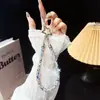 Cordón Corto de Diamantes Completos Cuerda de Muñeca de Lujo Incrustada con Diamantes Llave Identificación Cadena Anti-Pérdida Personalizada Nueva Cuerda de Mano para Exportación