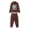 Traje deportivo casual engrosado con forro polar para mujer, novedad principios de invierno 2024, popular, hermoso, conjunto de suéter y pantalones
