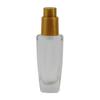 Venta directa botella de vidrio de fondo grueso con dispensador de 50 ml, 100 ml, cabezal de bomba amarillo, botella para aceite esencia de cuidado del cabello, portátil para viajes, sub-botella