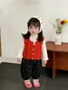 Conjunto de Colete de Tricô Fresco Estilo Primavera para Bebê, Colete Moda Coreana, Camisa de Bolinhas, Bloomers da Moda