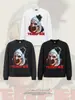 Camiseta de Manga Larga Pesada Estampada Lavada Copo de Nieve Retro Americano Transpirable Stewell Clown Top para Pareja