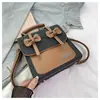 Mochila Pequeña Nueva y Elegante con Bloques de Color para Mujer 2026, Mochila Cruzada de un Solo Hombro, Bolso de Mano Estilo Universitario con Lazo para Mujer