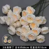 Rosas de Creme Simuladas de 3 Cabeças, Decoração de Fundo para Casamento, Arranjo de Flores para Guia de Estrada, Flores de Seda Estilo Europeu para Casamento, Flores Artificiais