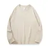Camiseta de Manga Longa Pesada 230g Algodão Puro Transfronteiriça, Camiseta Básica de Algodão Puro Gola Redonda Solta, Camiseta Básica Estilo Casual, Atacado do Fabricante