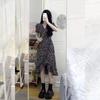Vestido Negro de Verano Suave, Nuevo Estilo para el Año, Vestido de Descanso para el Té Estilo Mori Girl Hepburn, Vestido de Cola de Pez Floral Estilo Fresco para Mujer