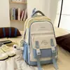 Mochila nueva de gran capacidad, elegante, estilo japonés con bloques de color, para estudiantes de secundaria y preparatoria, mochila para computadora simple y versátil