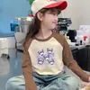 Linda Ropa Interior Térmica para Niñas Estilo Nuevo Otoño Invierno Bloque de Color Manga Larga Camiseta Cálida Top Casual