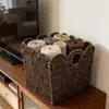 Cesta de Almacenamiento Hecha de Jacinto de Agua Tejido, Cesta de Almacenamiento Plegable Hecha a Mano, Más Vendida en Amazon, Almacenamiento Natural para Exteriores para Acampar