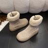 Botas de Algodão Quentes Estilo Coreano em Formato de Manga Ins Modelo Novo Inverno 2025 Pelo Integrado Uso Dupla Face Botas de Neve
