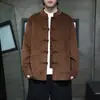 Jaqueta Casaco Masculina Estilo Chinês Veludo Cotelê Casual Traje Tang Tamanho Plus Retro Botão de Sapo Camisa Casual Manga Longa Hanfu