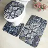 Venda Quente Transfronteiriça Estilo Oceano Tapete de Banheiro de Flanela Conjunto de Três Peças Pad de Absorção de Água Tapete de Banheiro em U Antiderrapante Exportação Atacado