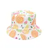 Sombrero de Pescador de Doble Cara de Ultramar Estampado de Piña Fresa Naranja Sombrero de Cubo Todo Fósforo Pequeño Fresco de Ala Corta Sombrero de Sol para Pareja
