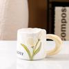 Taza de cerámica creativa con forma de tulipán, regalo de mano, taza de agua y café de alta calidad para parejas, regalo para el Día del Maestro