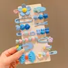 Presilhas de Cabelo Infantis Conjunto de 14 Peças, Presilhas de Cabelo de Laço Desenho Animado Fofas da Moda para Bebê, Acessórios de Cabelo Florais para Meninas Doces