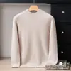 Suéter de cachemira simple versátil de punto doble grueso de calibre 7 100% cachemira para hombre, hombro raglán, cuello semialto, manga larga