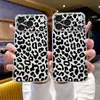 Funda para Teléfono Negra con Estampado de Leopardo Hueco Más Vendida Transfronteriza Adecuada para la Serie Apple 15/16/17 Funda Transparente Pintada Creativa
