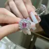 Tiktok Live Nuevo Artículo Más Vendido Espinela Azul Cultivada Octogonal Pequeño Anillo de 2 Quilates Plata S925 Deslumbrante Sensación de Alta Gama