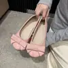 Sapatilhas de ballet planas, estilo francês, versáteis com laço, delicadas e femininas, bico fino, bico redondo, adequadas para vestidos de outono e inverno, para meninas jovens