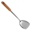 Conjunto de Espátula e Colher para Cozinhar Espessada de Aço Inoxidável Colher de Sopa Doméstica Escorredor Utensílios de Cozinha Cozinha Cabo de Madeira Imitação Cozinhar