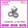 Fabricante Akw Angke S16001Rs 12*28*7mm Acero Inoxidable 420 Alta Suavidad Resistente a la Corrosión Rodamiento