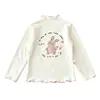 Camada Base Feminina de Comércio Exterior Novo Estilo 2026 Outono/Inverno De Rong Quente Acabamento em Forma de Orelha Top Camiseta Listrada de Manga Longa Infantil