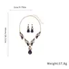 Pendientes y Collar con Forma de Gota de Agua Irregular Incrustados con Diamantes Transfronterizos Europeos y Americanos Juego de Joyería de Cadena para Clavícula de Lujo Ligero de Gama Alta para Mujer Venta al por Mayor