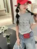 Conjunto de Verano para Niñas Celebridad de Internet Gato Kt Lentejuelas Camiseta de Manga Corta Conjunto de Shorts de Mezclilla Delgados Conjunto de Dos Piezas Moderno para Niños Mayores