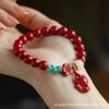 Pulsera de zorro flor roja pequeña de cinabrio de alto contenido año nativo zodiaco conejo Bodhi femenina en vivo pulsera explosiva regalo