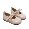 Zapatos de Cuero para Niñas Estilo Coreano con Lazo Lindo Modelo Nuevo Primavera y Otoño 2026 Slip-On con Cordones Versátiles Zapatos Pequeños de Cuero para Bebés Niñas