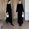 Vestido de Punto Elegante Versátil Estilo Hepburn, Ajuste Delgado, Vestido Largo Elegante de Corte Holgado para el Trabajo, Vestido de Alta Gama que Ceñe la Cintura