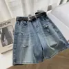 Shorts de Mezclilla Rasgados para Mujer Verano 2025 Nuevos Tallas Grandes Chica Gordita Delgado Rectos Pantalones de Cinco Puntos Hot Pants