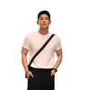 Camiseta lisa de cor sólida, peso pesado 280g, corte regular, manga curta para homens, corte slim, estilo verão, tecido Sorona, top estilo americano, moderno