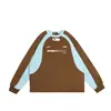 Camiseta de Motocicleta de Moda Marca Nacional de Moda Pareja Calle Hip Hop Holgada Talla Única Color de Contraste Manga Raglán Elemento de Carreras Suéter