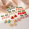 Pendientes de Fresa con Goteo de Aceite de Venta Caliente Transfronterizos, Serie de Frutas de Acero Inoxidable de Lujo Ligero y Gama Alta, Pendientes Dulces y Lindos