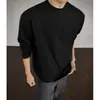 Camiseta de manga larga estilo americano de patchwork deconstruido para hombre, top casual de corte limpio, camiseta básica de moda holgada para otoño