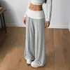 Pantalones casuales, de estilo relajado, con bloques de color, de pierna ancha y hasta el suelo para mujer, de la nueva colección transfronteriza europea y americana para TikTok 2026