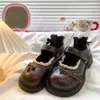 Sapatos de couro estilo francês retrô com fecho de velcro para mulheres, nova coleção de outono 2026, perfeitos com vestidos, apresentando renda e um laço, estilo Mary Jane