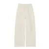 Calça Jogger de Lã de Cordeiro Branca Quente com Forro de Fleece de Perna Larga para Mulheres, Novo Lançamento Inverno 2026, Cintura Alta, Espessada