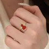 Explosiones del Libro Rojo Anillo de Calabaza Fulu Rojo Nuevo 2025 Nuevo Anillo de Tirar Ajustable de Ágata Roja China para Mujeres