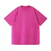 Camiseta Pesada Talla Europea Lavada Desgastada 230g Retro Americano Oversize Holgada Grande Hombro Caído Cuello Redondo Media Manga