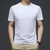 2023 Verano nueva camiseta de algodón de color sólido delgada para hombre de manga corta camiseta de color sólido de media manga para hombre coreana camiseta básica