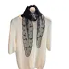 Lenço de Seda Floral Fresco Estilo Japonês e Coreano, Lenço de Pescoço Artístico Fashion, Lenço Longo Fino para Proteção do Pescoço, Acessório de Moda