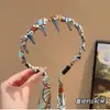 Faixa de Cabeça com Fita Floral para Mulheres, de Alta Qualidade, Estilosa, Presilha de Cabelo da Moda, Grampo e Lenço Integrados para Tranças, Faixa de Cabeça para Testa Alta, Acessório de Cabelo