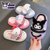 Chinelos de Linho Sanrio Primavera e Outono para Crianças Meninos e Meninas Kuromi Família Algodão e Linho Respirável Mop de Chão para Crianças Indoor